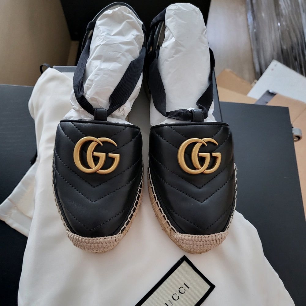 Gucci Marmont Tie Up Ribbons Espadrilles